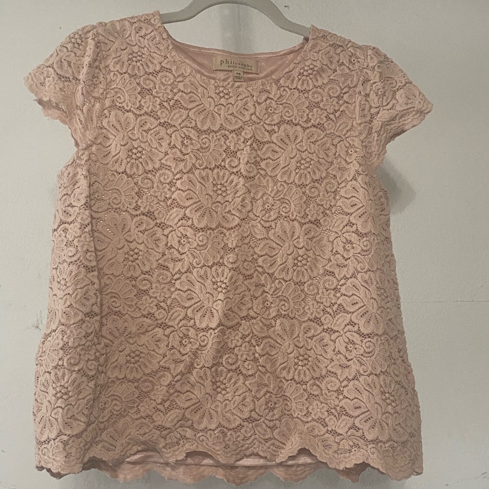 Philosophy Light Pink Lace Floral Top